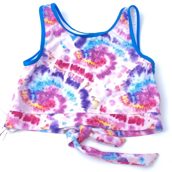 Tommy Bahama Girls Kids Tie Dye Knot Tie Front Bathing Suit Swim Top 14 - Picture 2 of 4